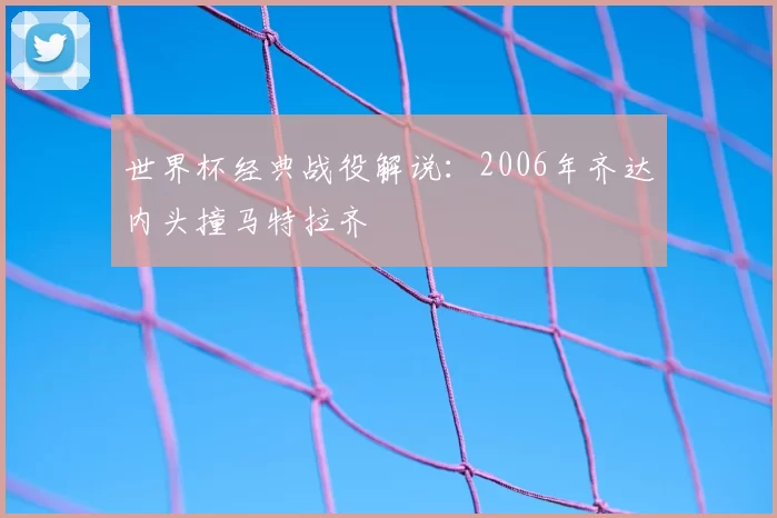 世界杯经典战役解说:2006年齐达内头撞马特拉齐